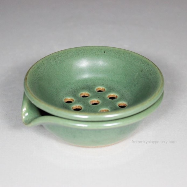 Bison Handmade Pottery  Square Spoon Rest,Tea Bag Holder Handmade Pottery Dish 