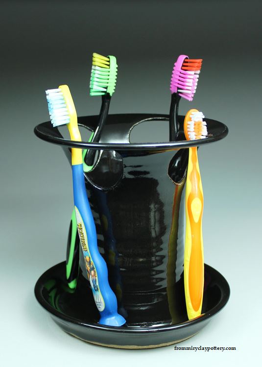 Matt Black Toothbrush Holder Stoneware 