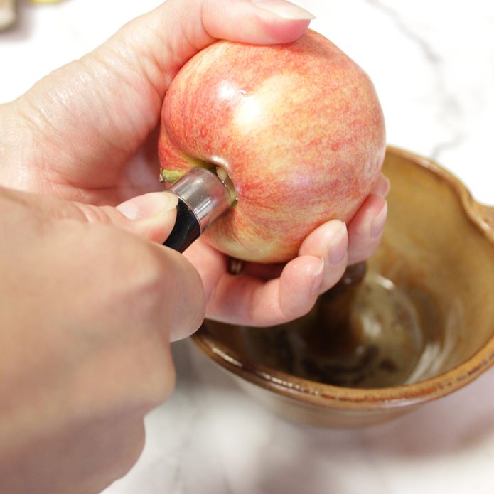 Core and wash your apple for our Handmade Pottery Apple Baker 