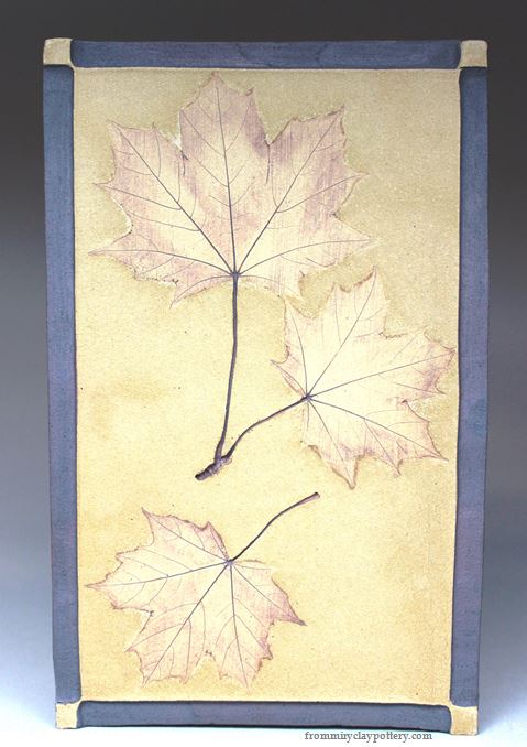 Large Handmade Botanical Tile Maple Leaves