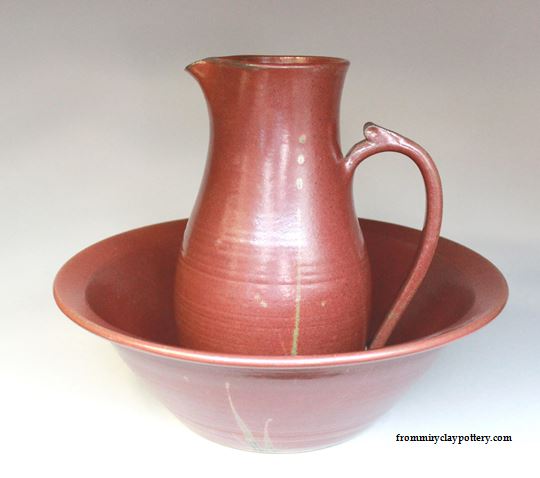 Handmade Pottery Medium Pitcher & Medium Basin Set