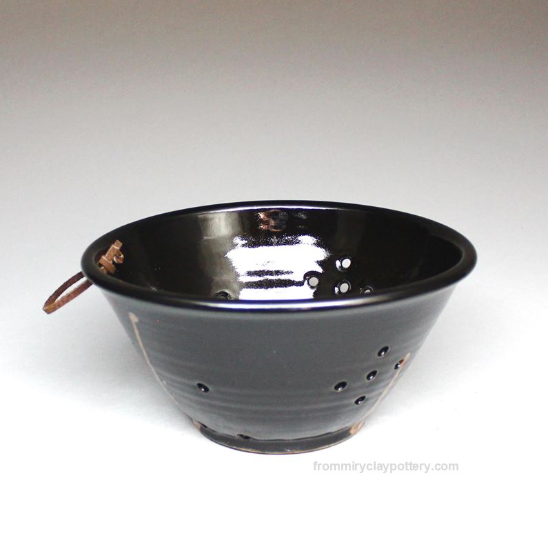 Black with Bronze stoneware pottery Berry Bowl