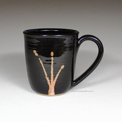 Black with Bronze stoneware pottery Curve Mug