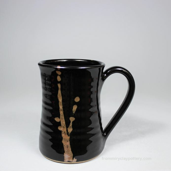 Handmade Pottery Coffee Mug in Black with Bronze glaze color Stoneware Coffee Mug