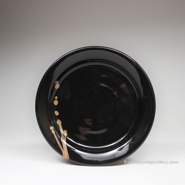 Handmade Pottery Dessert Plate Stoneware Pottery Small Plate Black with BronzePicture