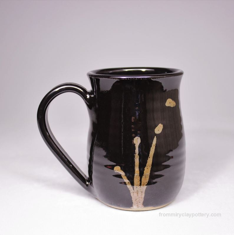 Black with Bronze stoneware pottery Mug