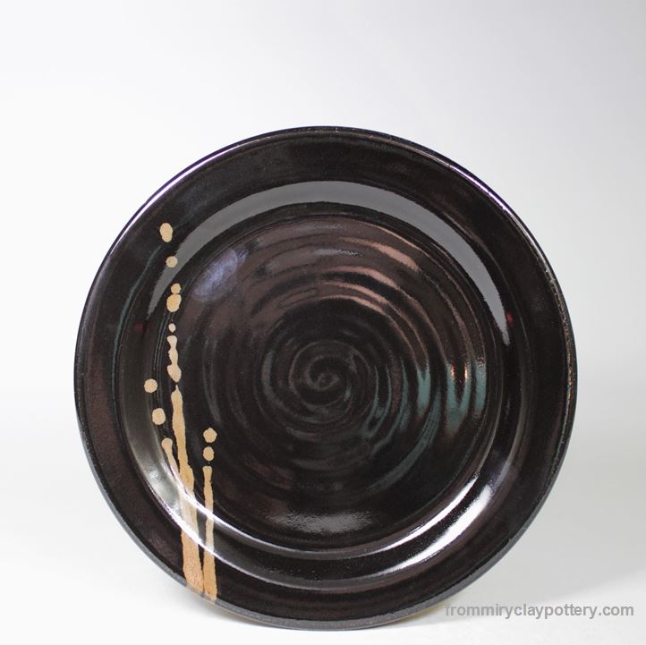 Black with Bronze - Handmade Pottery Salad Plate - Stoneware Salad Plate 