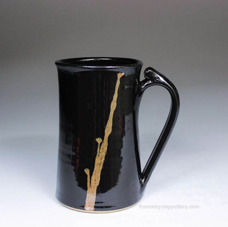Black with Bronze stoneware pottery Tall Slender Mug
