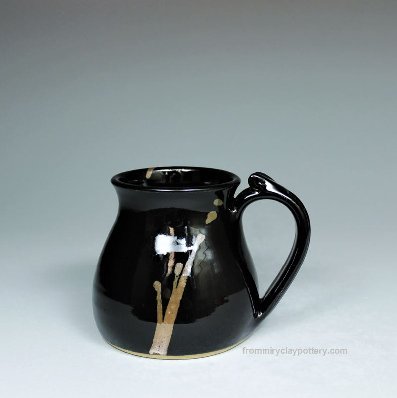 Black with Bronze stoneware pottery Travel Mug
