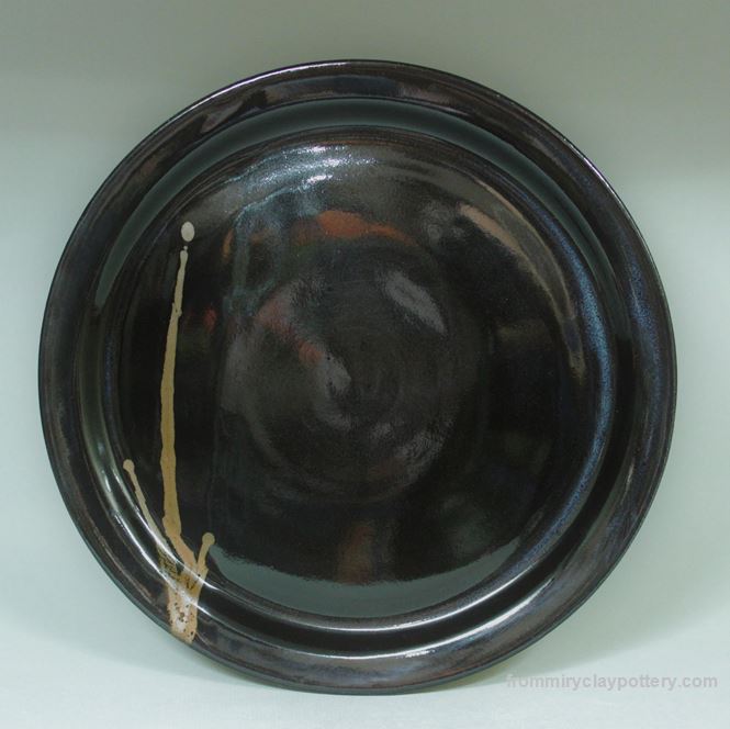 Black with Bronze stoneware pottery Large Serving Bowl