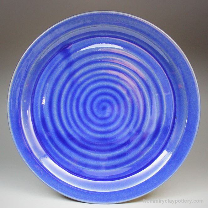 Coldwater Blue  Handmade pottery Dinner Plate  Handmade Ceramic Dinner Plate Handcrafted pottery Dinner Plate  Wheel-thrown pottery Dinner Plate Wheel-made pottery Dinner Plate Stoneware pottery Dinner Plate Made in the USA  Made in Iowa Solid deep blue handmade pottery Dinner Plate
