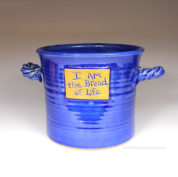 Coldwater Blue handmade pottery I AM Bread Crock