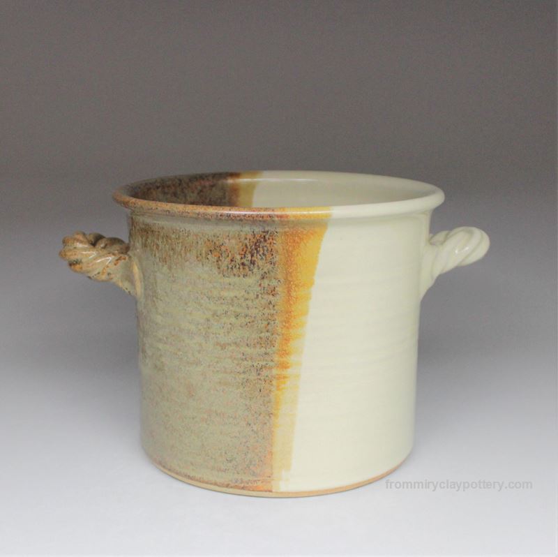 Copper Beige hand-thrown pottery Bread Crock