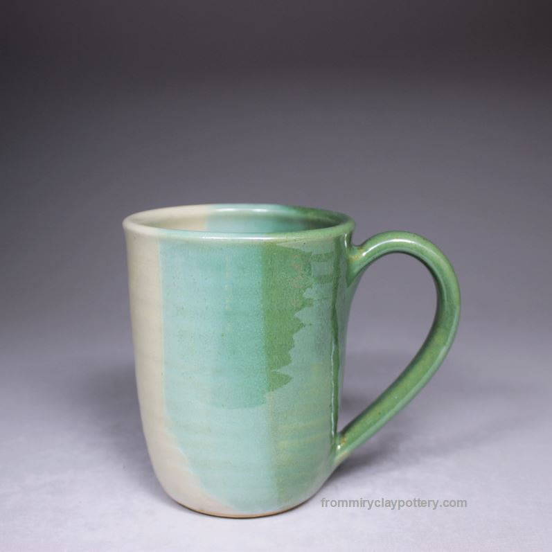 Green Beige handcrafted Curve Mug