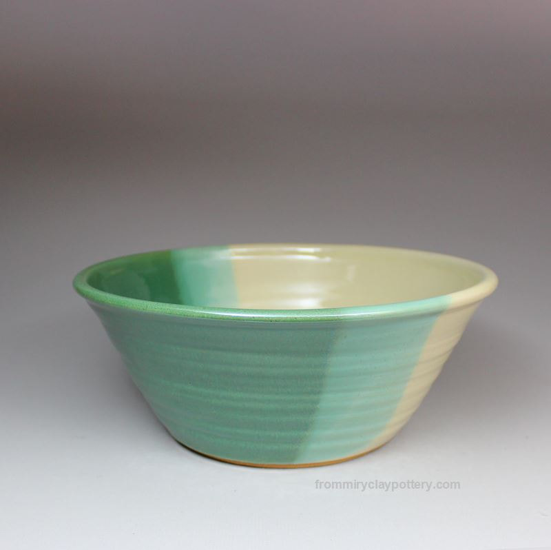 Green Beige handcrafted Large Serving Bowl