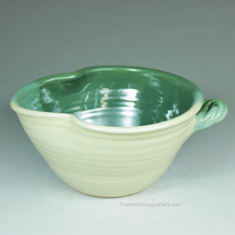 Green Beige handcrafted Medium Mixing Bowl