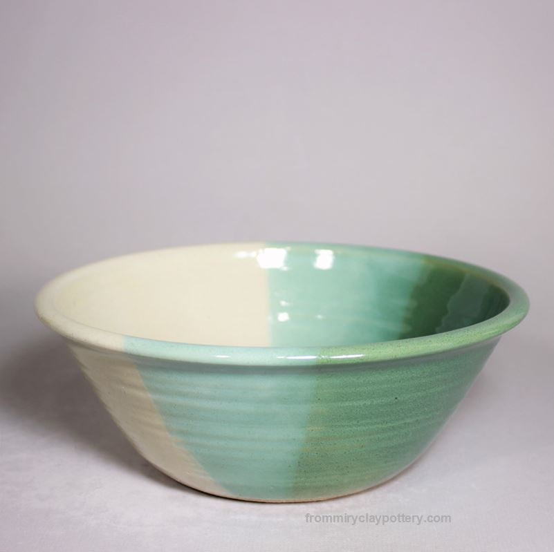 Green Beige handcrafted Medium Serving Bowl