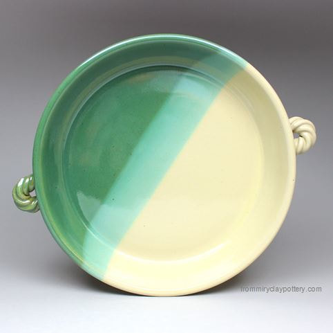 Green Beige handcrafted 9 inch Pie Plate