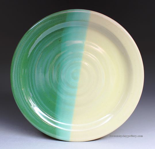 Green Beige - Handmade Pottery Salad Plate - Stoneware Salad Plate 