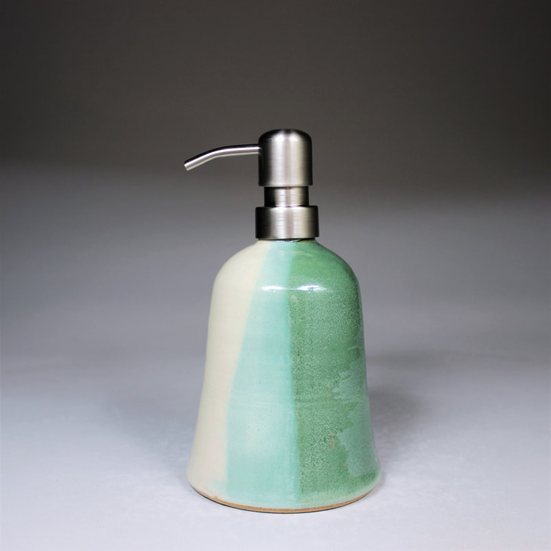 Green Beige handcrafted Soap Dispenser