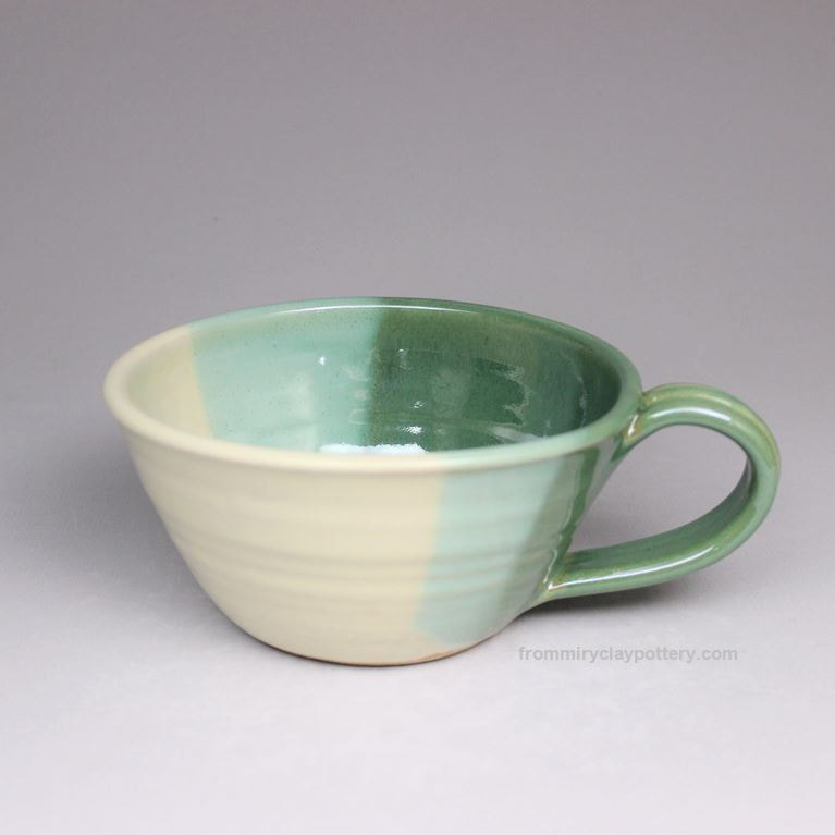 Green Beige handcrafted Soup Cup