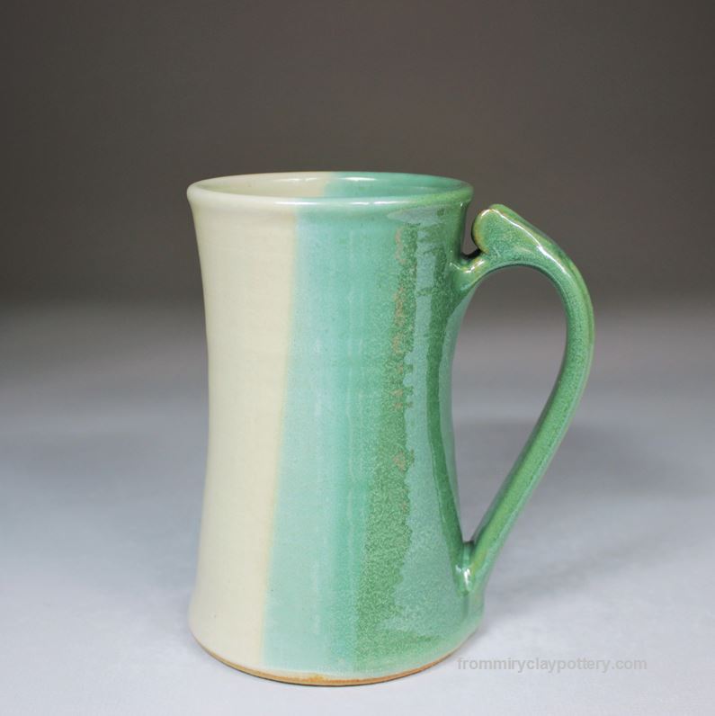 Green Beige handcrafted Tall Slender Mug