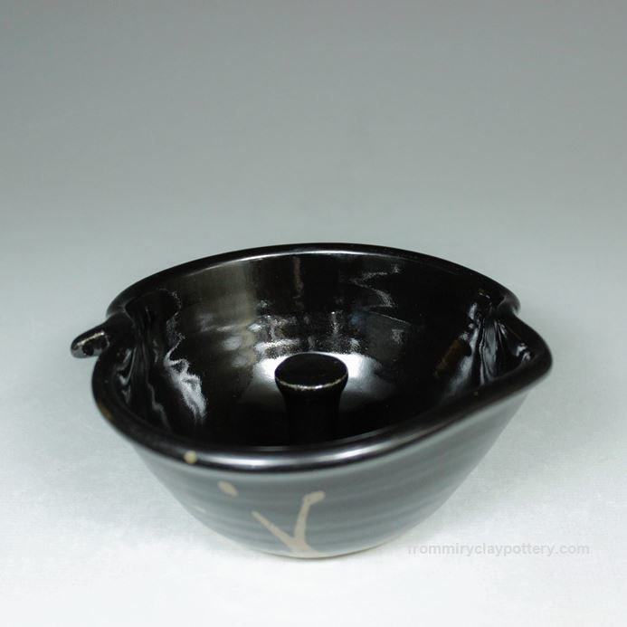 Black with Bronze stoneware pottery Apple Baker