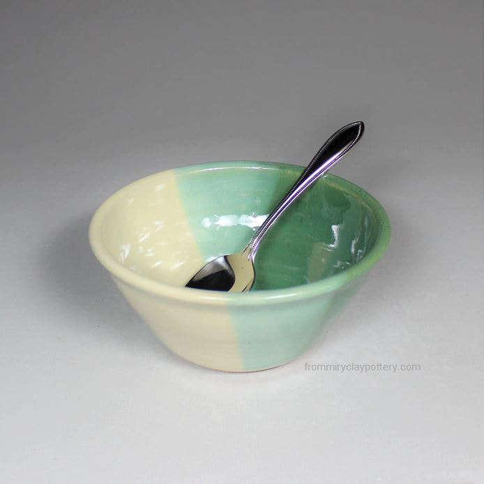 Green Beige Bowl Handmade Bowl Functional Stoneware Bowl Pottery Bowl