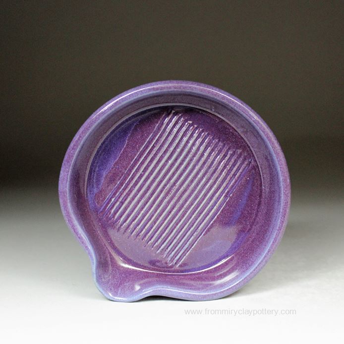Handmade Pottery Garlic Grater in Purple glaze color