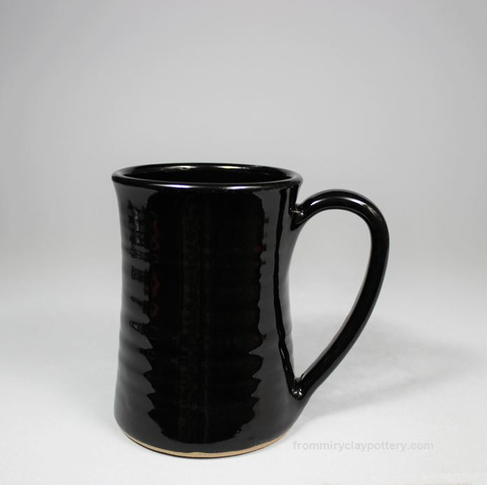 Handmade Pottery Coffee Mug in Jet Black glaze color Stoneware Coffee Mug