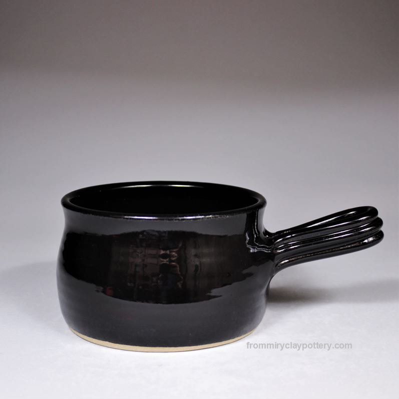 Jet Black handmade Soup Crock