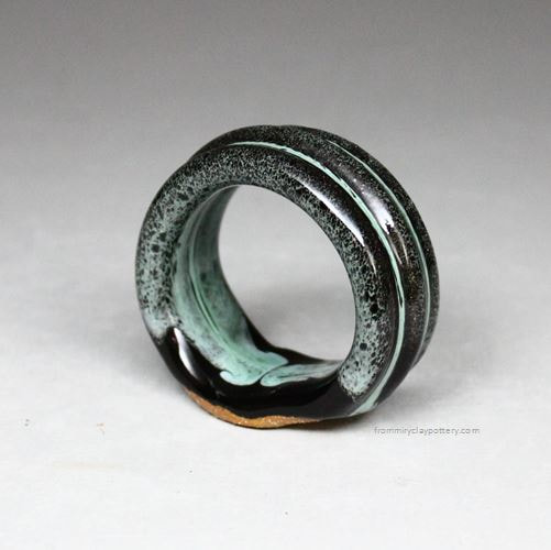 New Black hand-thrown Napkin Ring