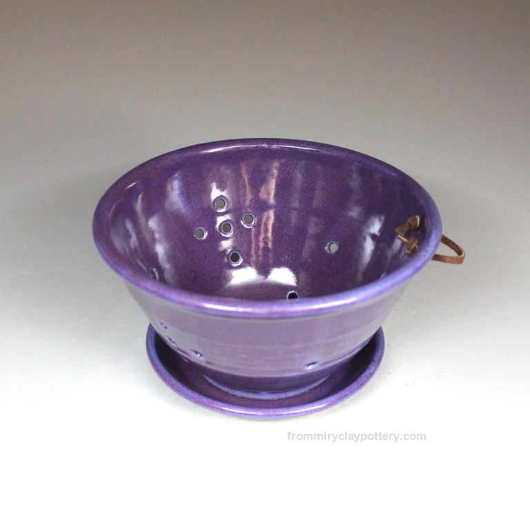 Purple handmade stoneware Berry Bowl and Saucer