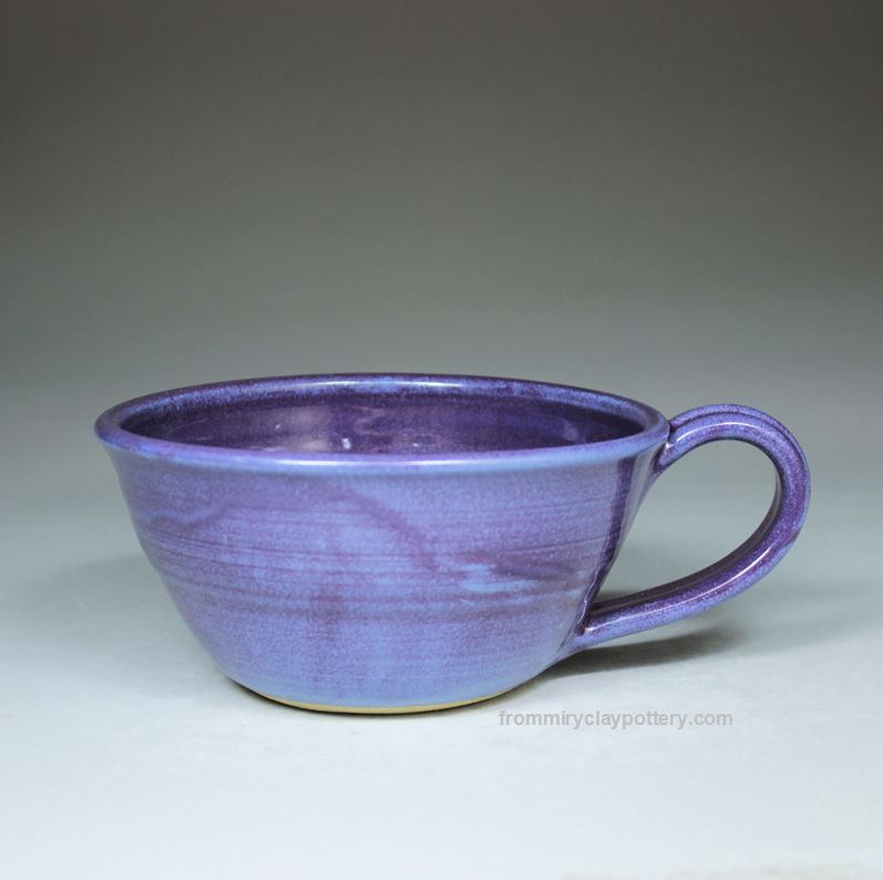 Purple handmade stoneware Soup Cup
