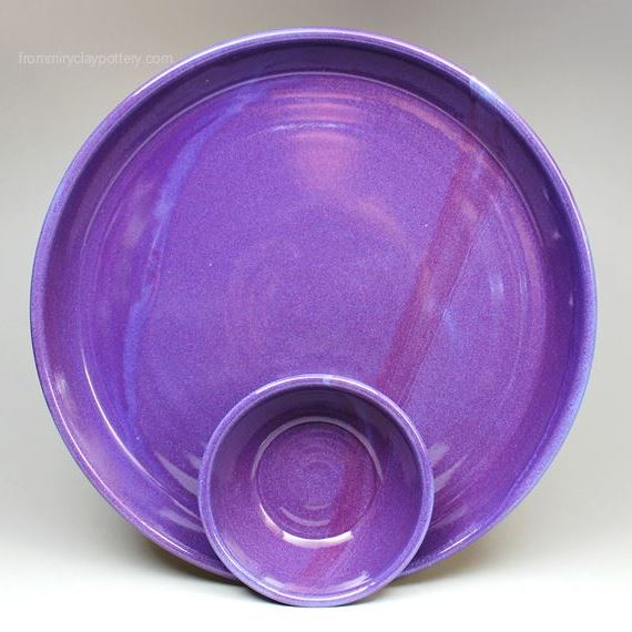 Purple handmade stoneware Chip Dip