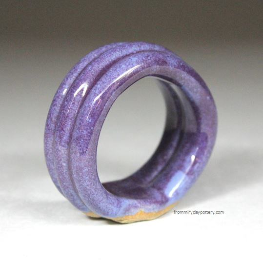 Purple handmade stoneware Napkin Ring