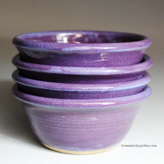 Purple handmade stoneware Prep Bowl Set