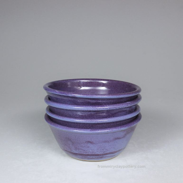 Purple handmade stoneware Soup Bowl Set