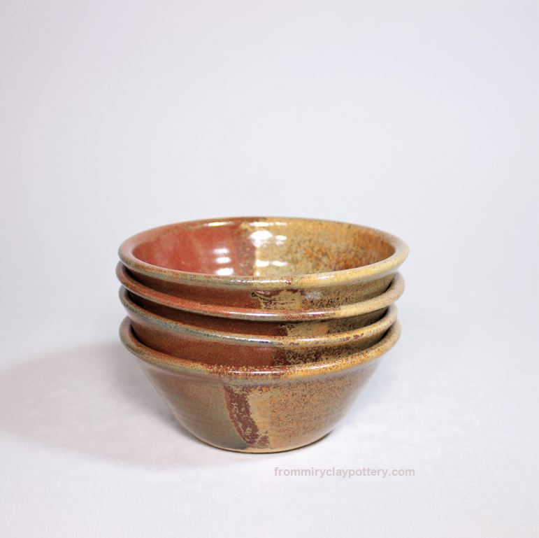 Rustic Copper handcrafted stoneware Soup Bowl Set