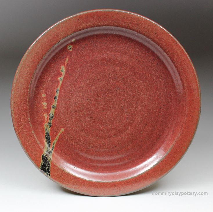 Rustic Red  Handmade pottery Dinner Plate  Handmade Ceramic Dinner Plate Handcrafted pottery Dinner Plate  Wheel-thrown pottery Dinner Plate Wheel-made pottery Dinner Plate Stoneware pottery Dinner Plate Made in the USA  Made in Iowa Earthy red glaze with a black to light brown grass pattern handmade pottery Dinner Plate