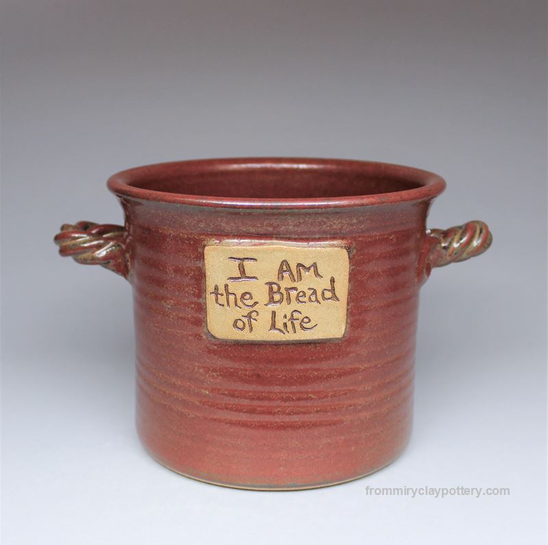 Rustic Red hand-thrown stoneware I AM Bread Crock