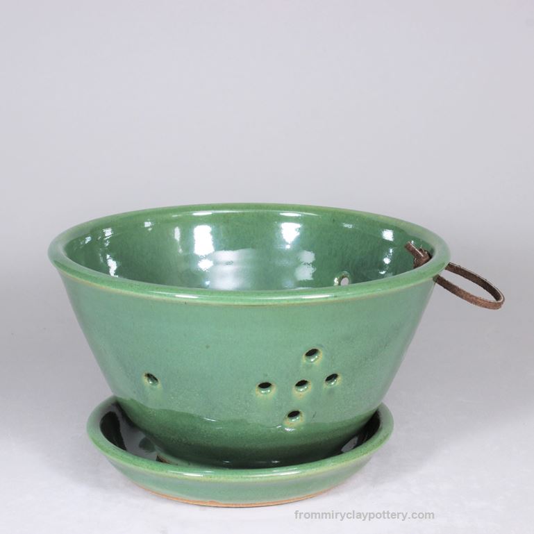 Spring Green wheel-thrown stoneware Berry Bowl and Saucer
