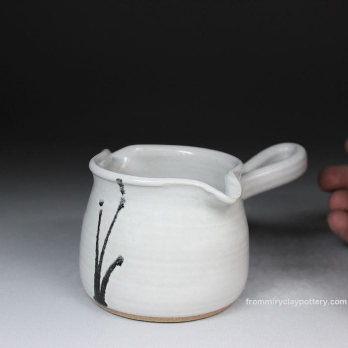 White with Black Handmade Pottery Butter Melter Stoneware Pottery Butter Melter Wheelthrown Pottery