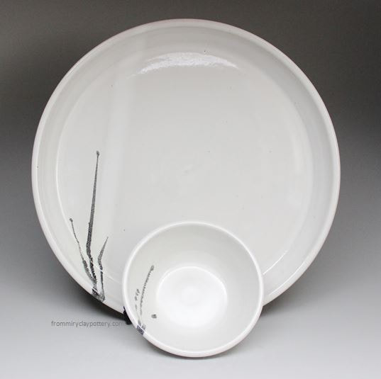 White with Black handcrafted stoneware pottery Chip Dip