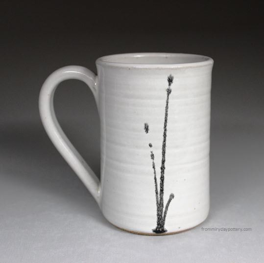 White with Black handcrafted stoneware pottery Coffee Mug