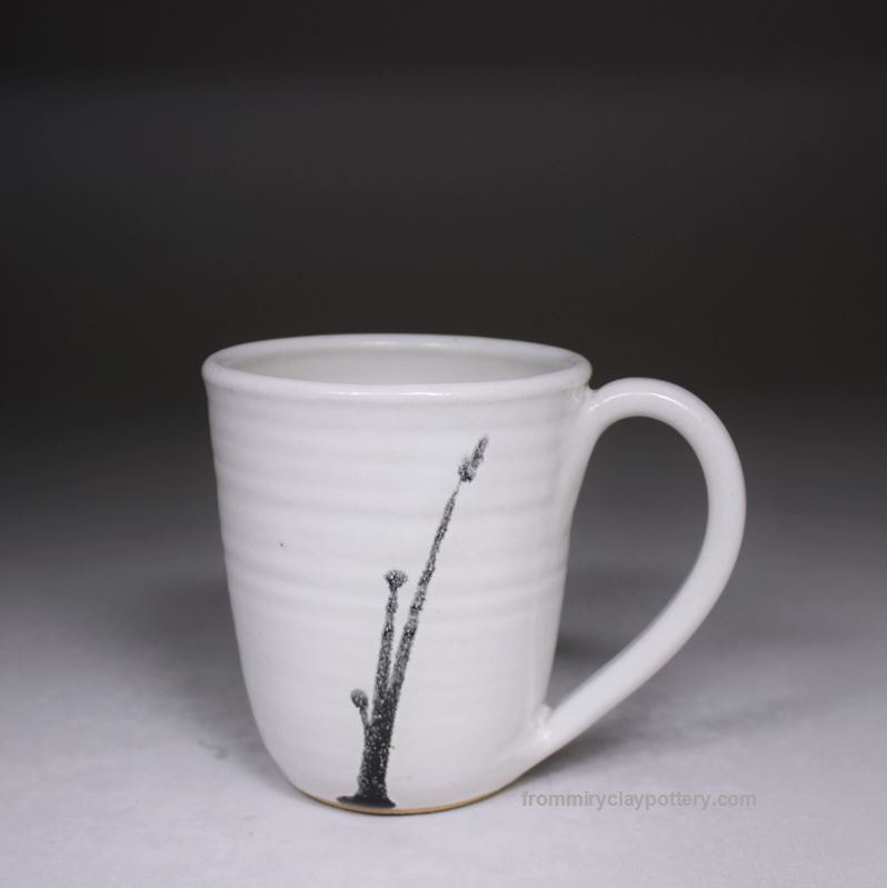 White with Black handcrafted stoneware pottery Curve Mug