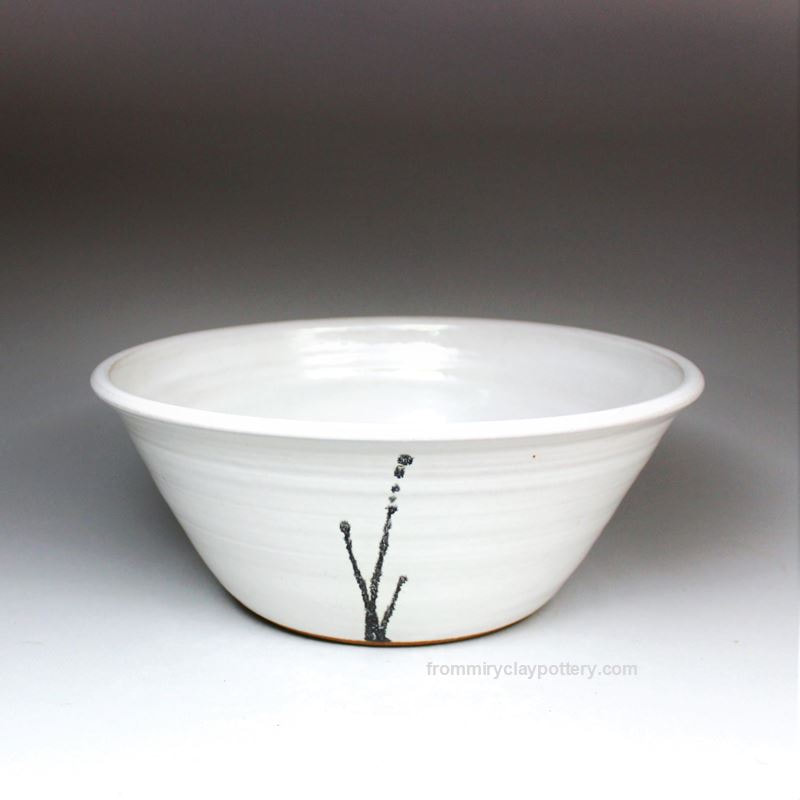 White with Black handcrafted stoneware pottery Large Serving Bowl