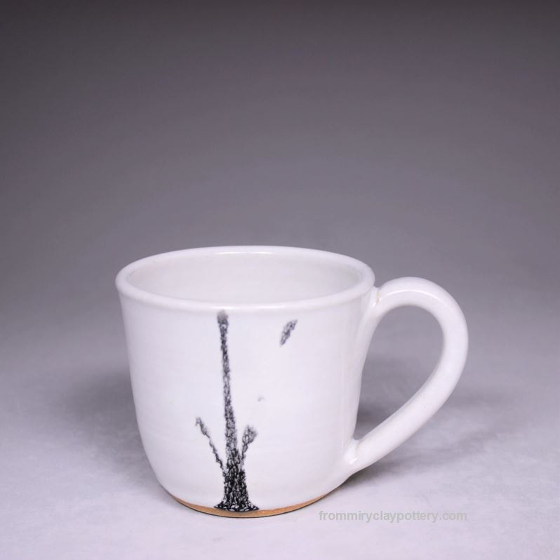 White with Black handcrafted stoneware pottery Mini Mug