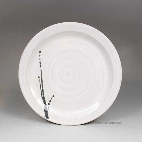 White with Black - Handmade Pottery Salad Plate - Stoneware Salad Plate 