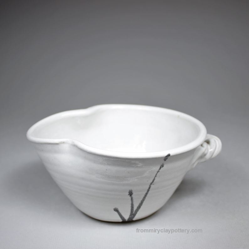 White with Black Handmade Pottery Small Mixing Bowl Handmade Stoneware Small Mixing Bowl
